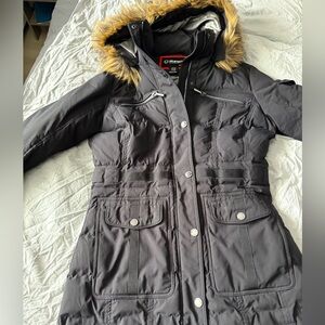 Sunice Women's Quilted 3/4 Coat With Removable Faux Fur Ruff